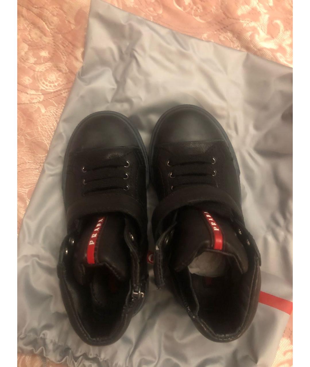 PRADA Черные кожаные кеды, фото 3