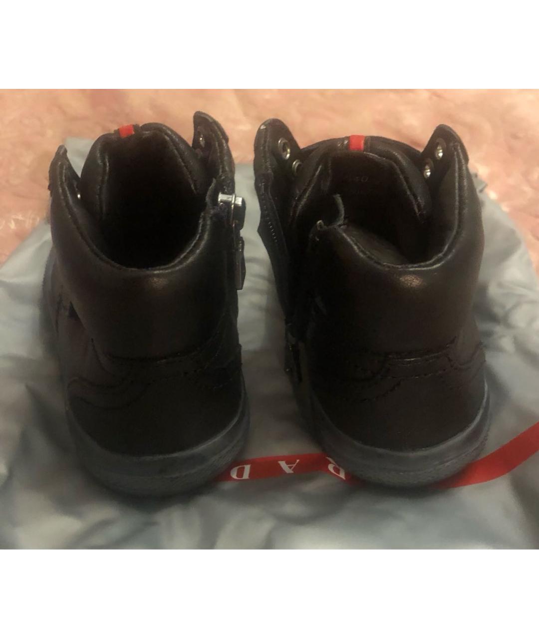 PRADA Черные кожаные кеды, фото 4