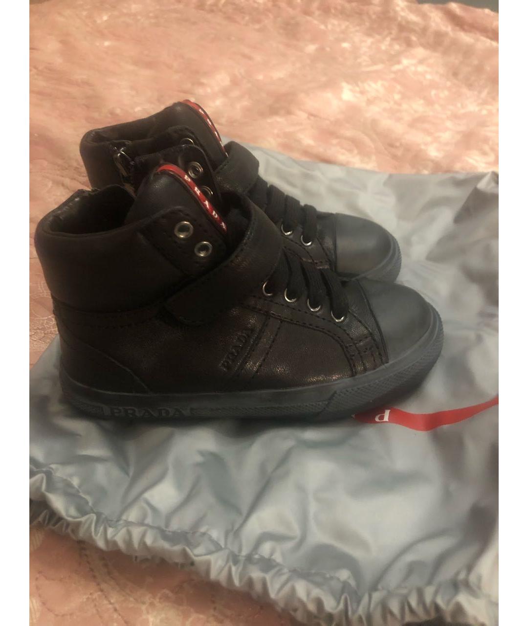 PRADA Черные кожаные кеды, фото 5