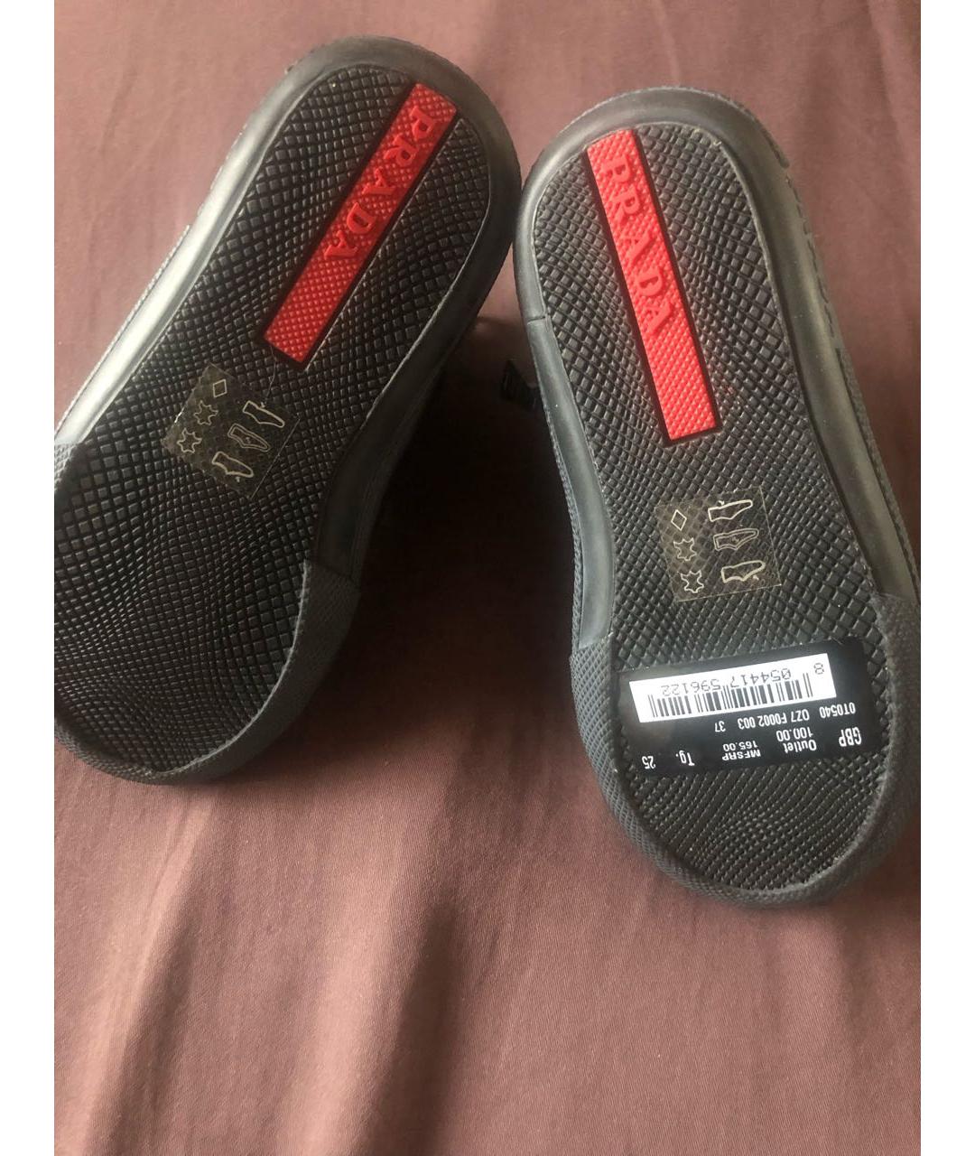 PRADA Черные кожаные кеды, фото 7