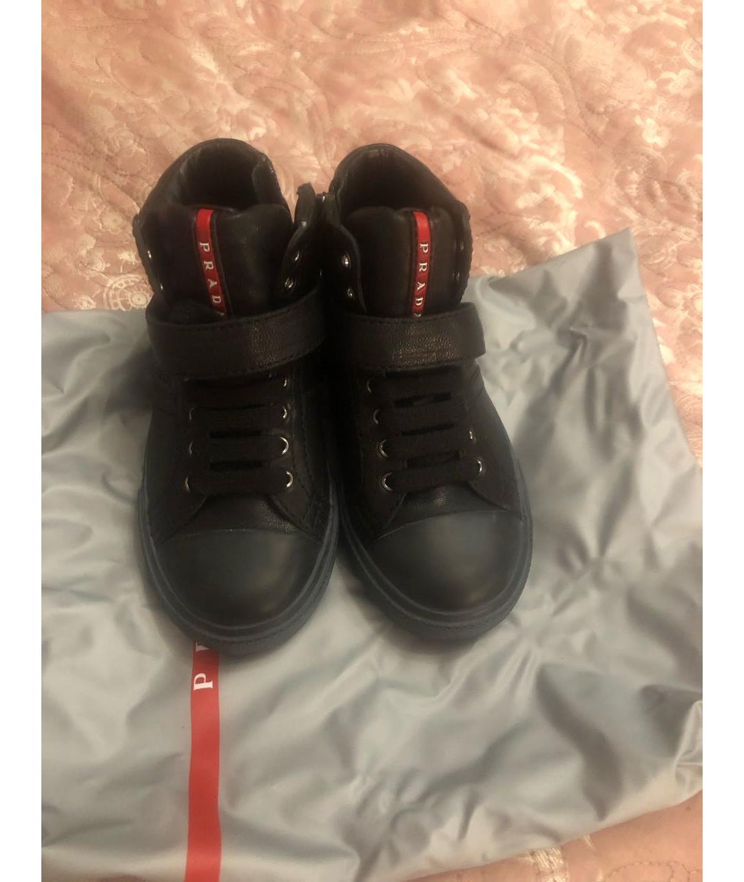 PRADA Черные кожаные кеды, фото 2