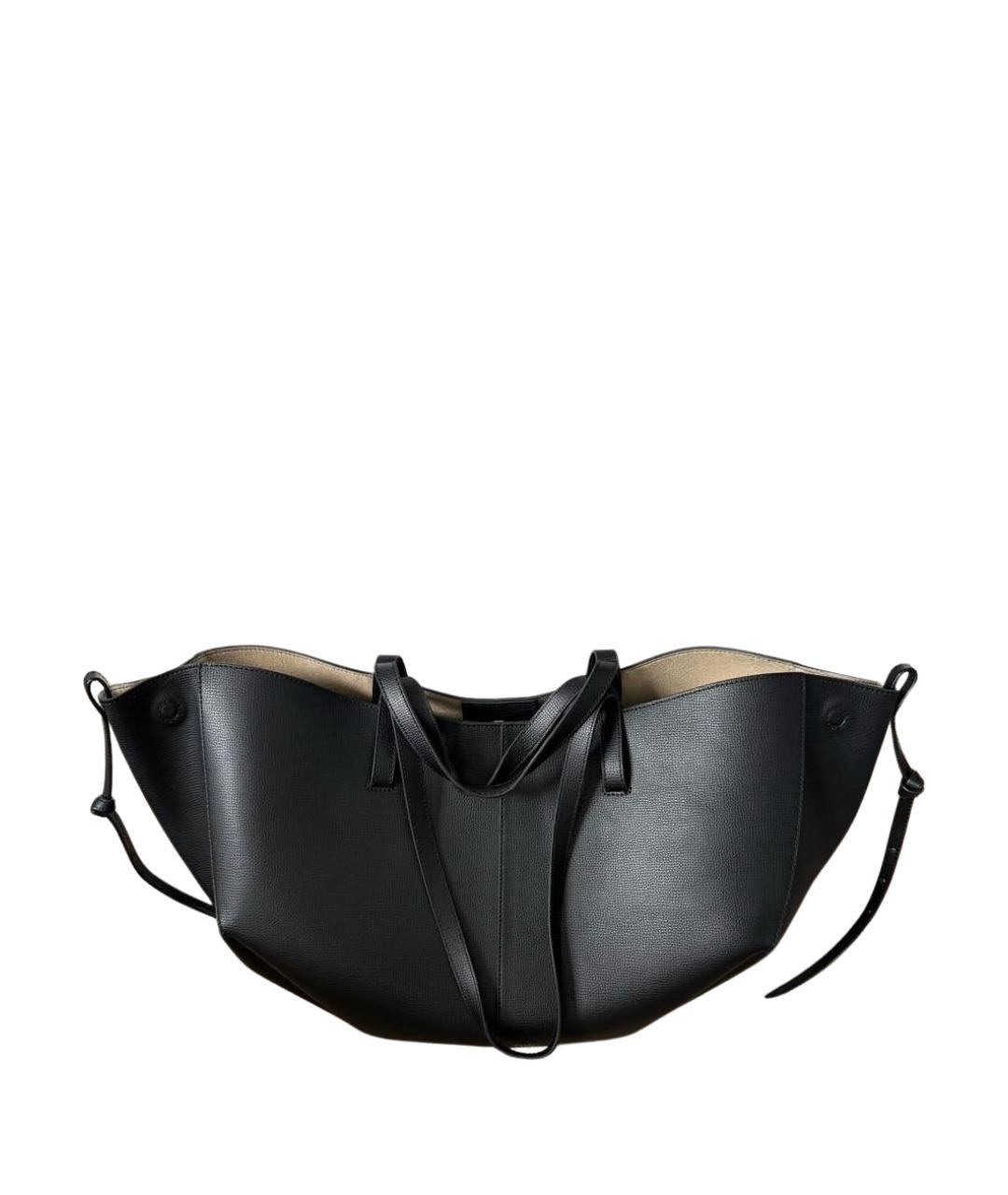 POLENE Черная кожаная сумка тоут, фото 1