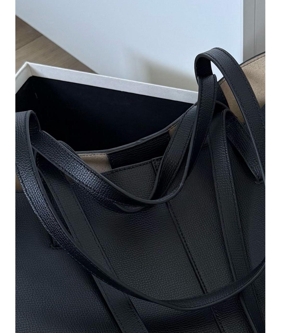 POLENE Черная кожаная сумка тоут, фото 3