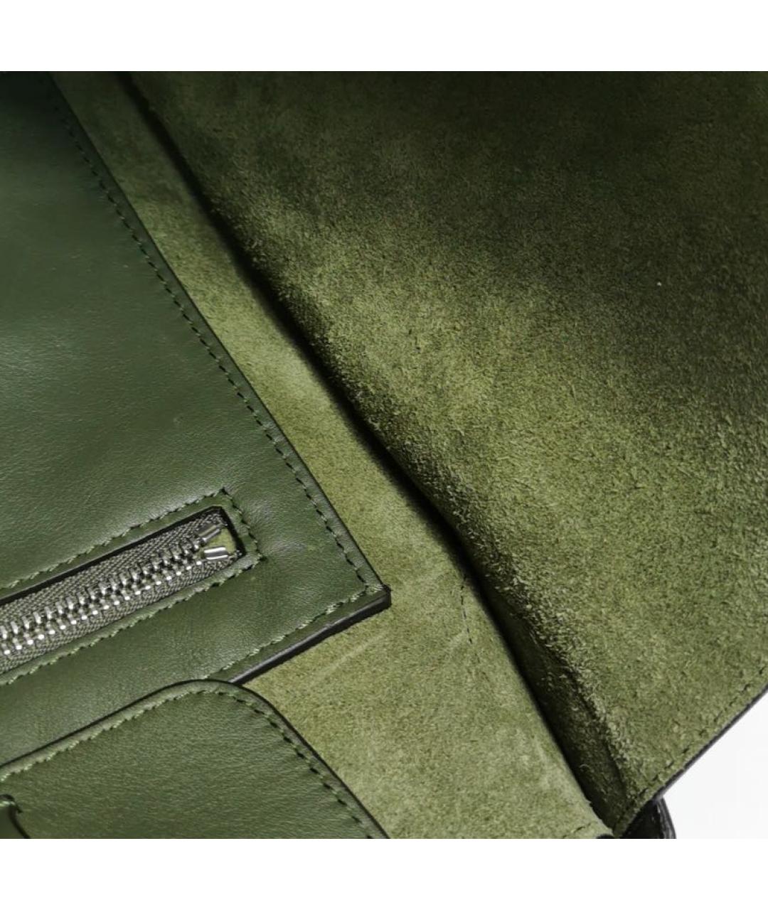 CELINE Хаки кожаная сумка тоут, фото 8