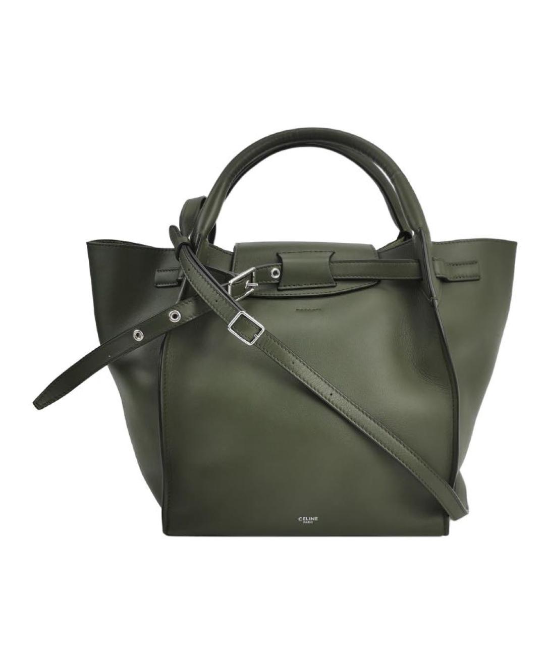 CELINE Хаки кожаная сумка тоут, фото 9