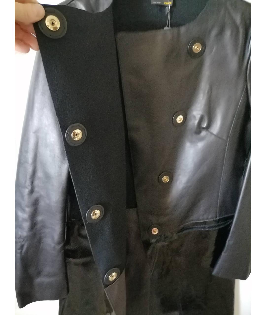 FENDI Черный кожаный тренч/плащ, фото 4