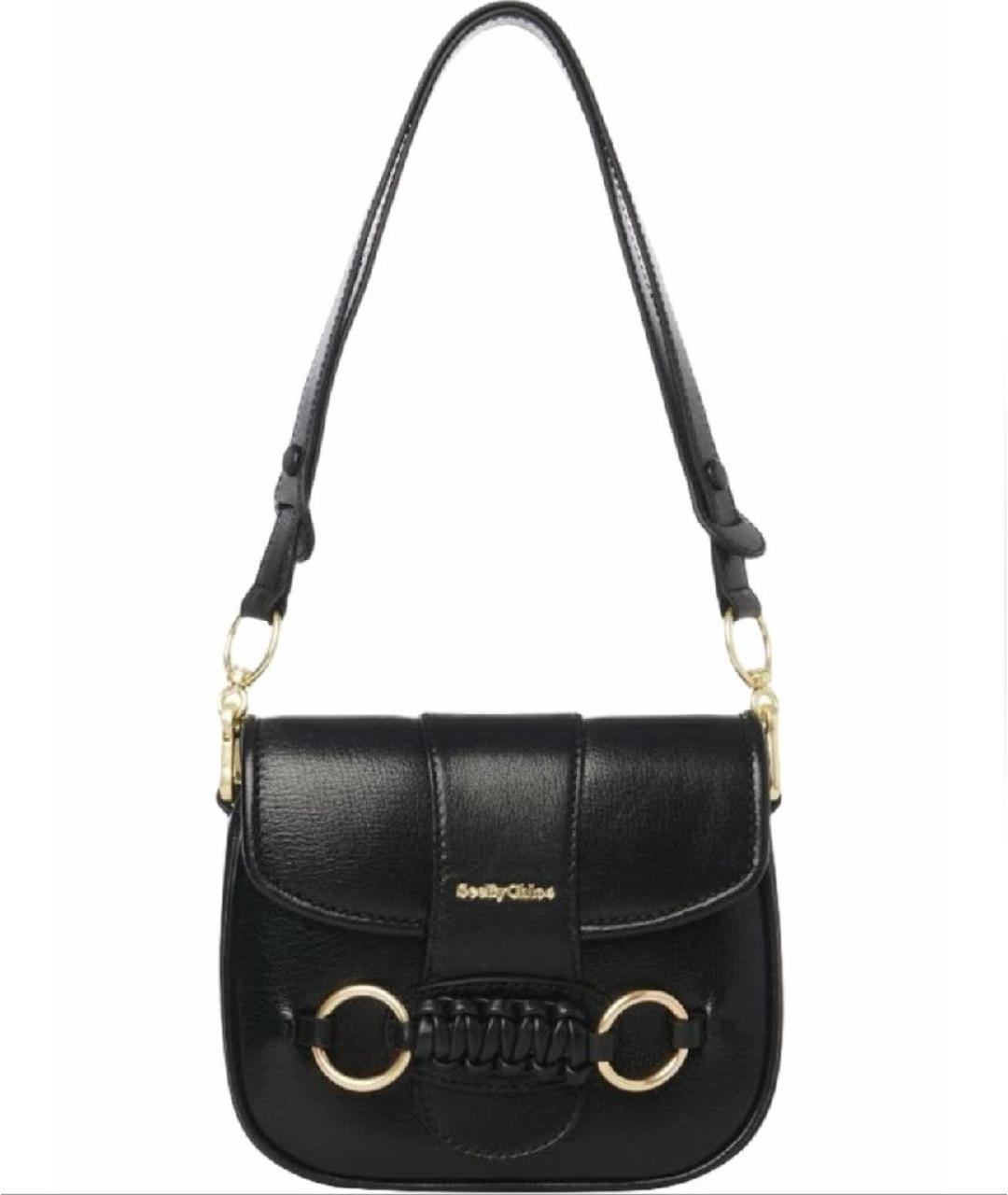 SEE BY CHLOE Черная кожаная сумка через плечо, фото 5