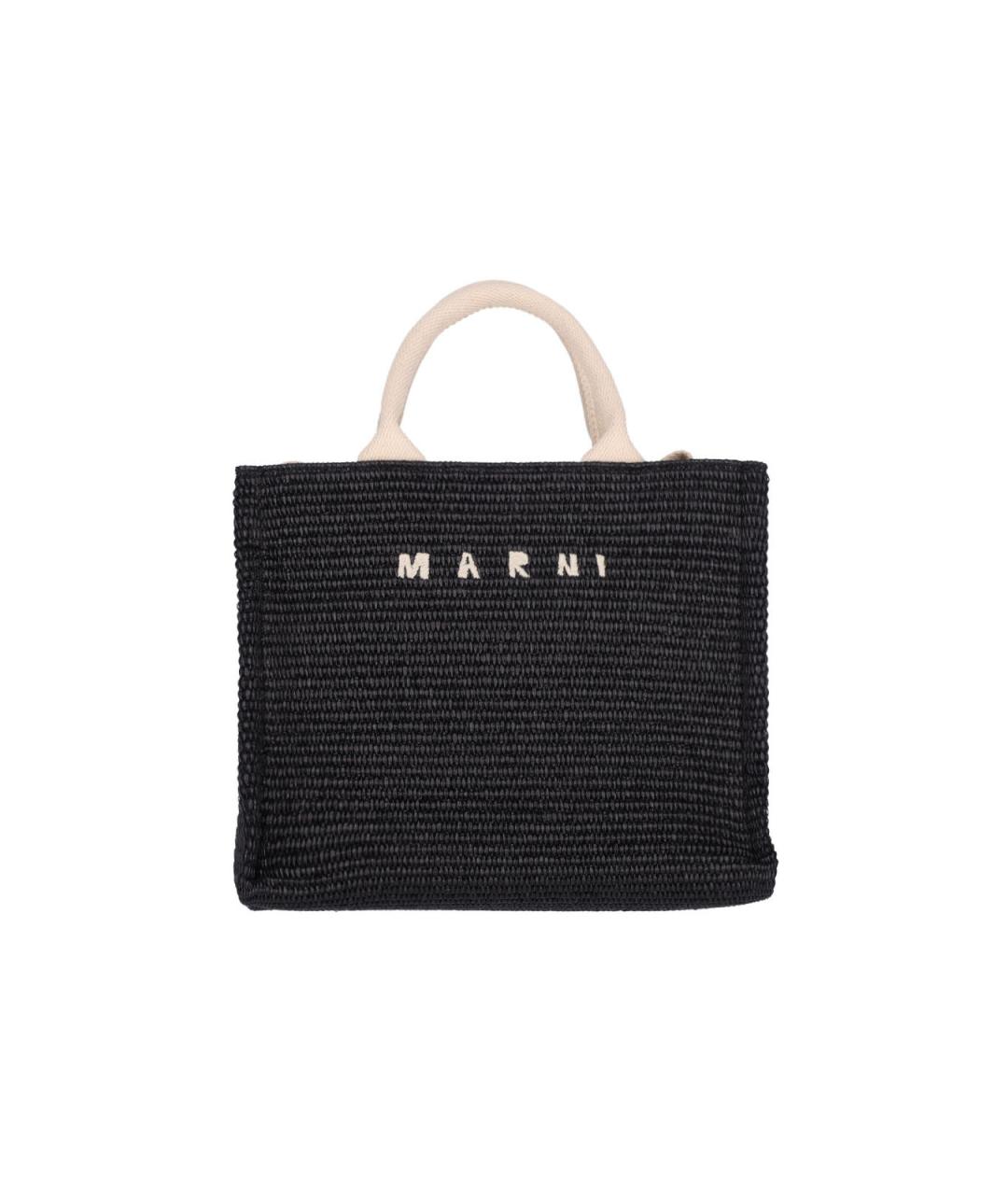 MARNI Черная пелетеная сумка тоут, фото 1