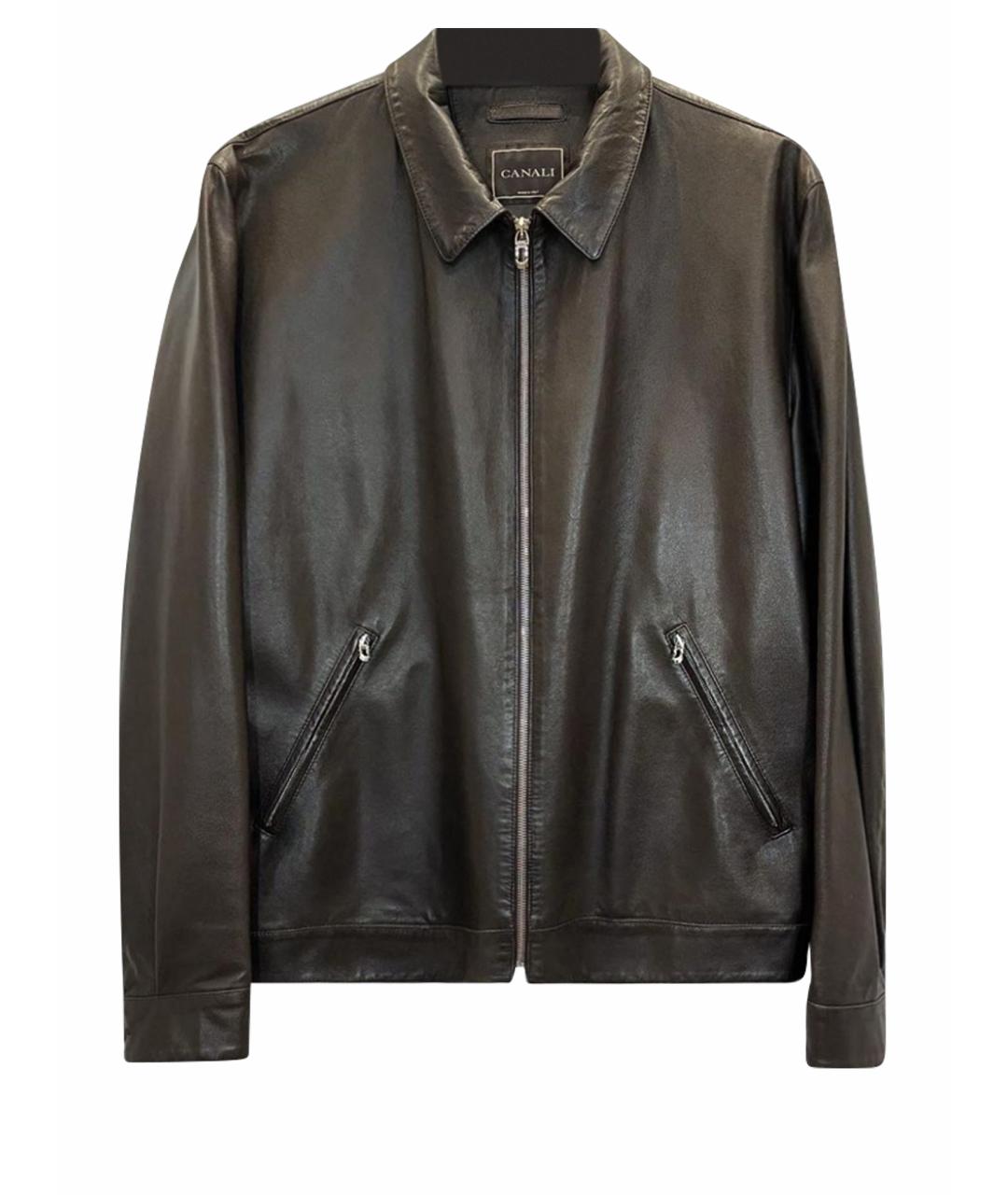 CANALI Коричневая кожаная куртка, фото 1