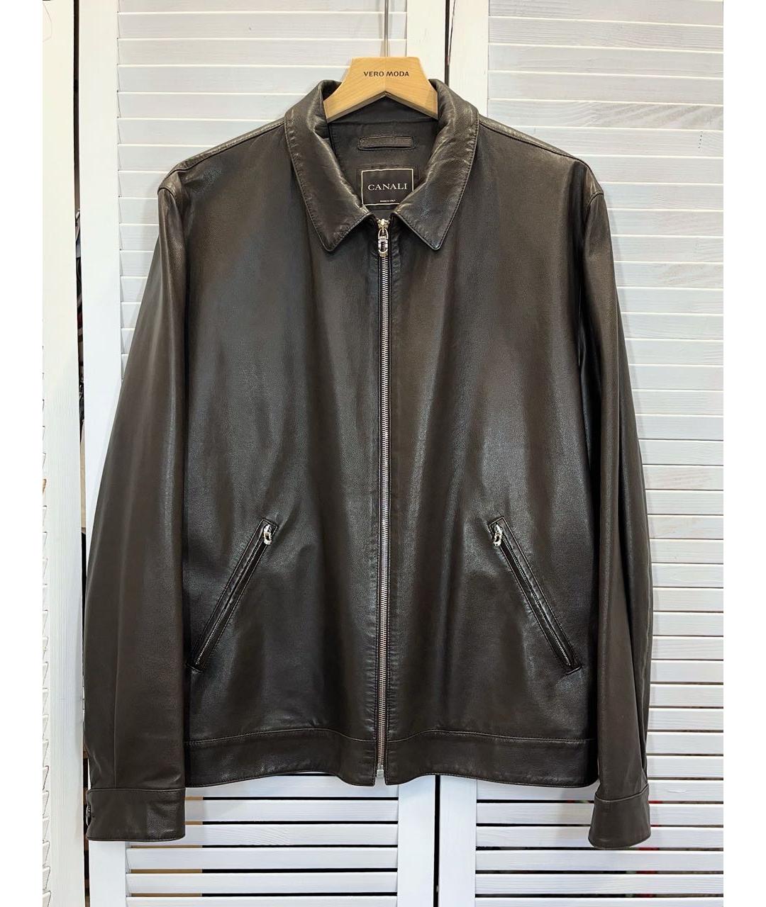 CANALI Коричневая кожаная куртка, фото 9