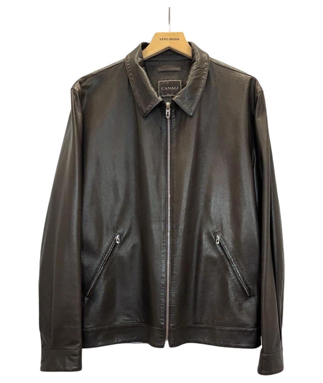 CANALI Коричневая кожаная куртка, фото 10