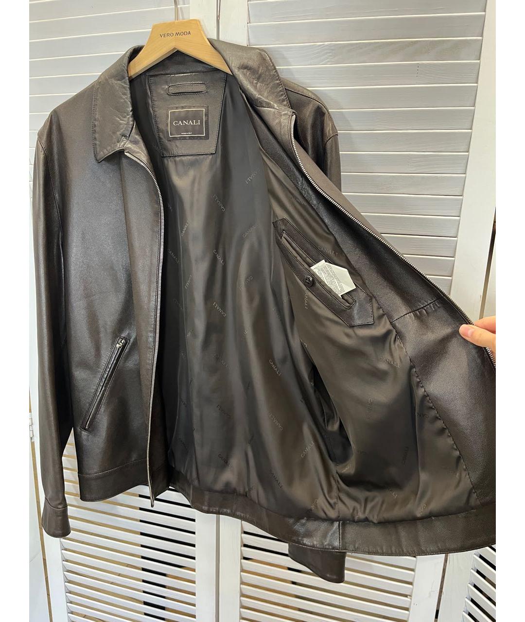 CANALI Коричневая кожаная куртка, фото 8