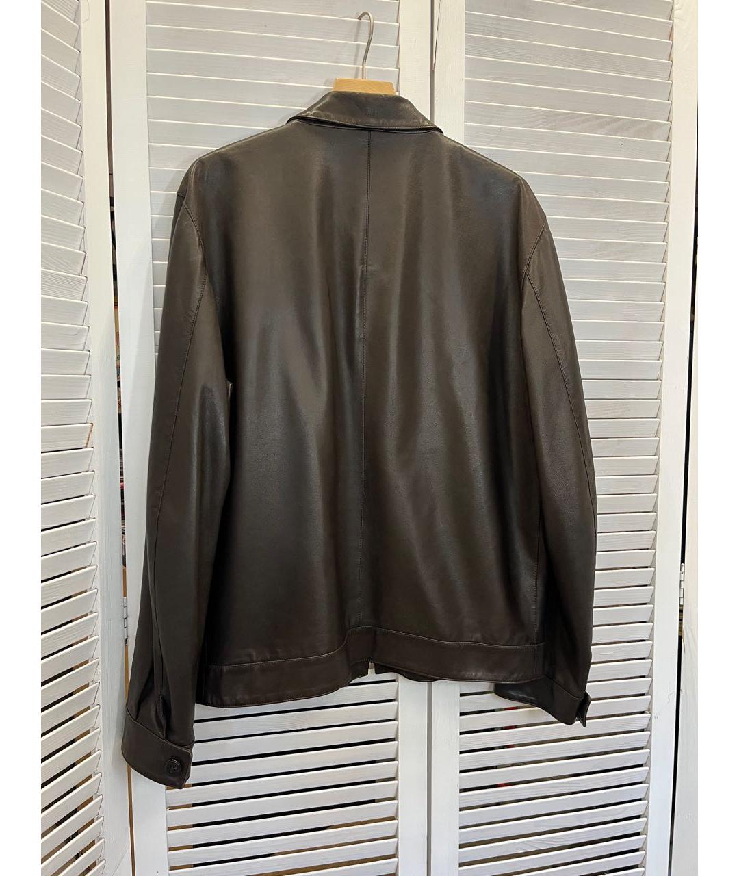 CANALI Коричневая кожаная куртка, фото 6