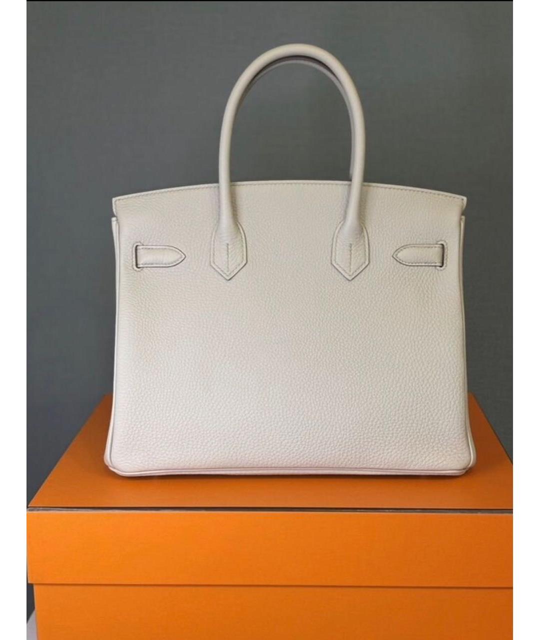 HERMES Белая кожаная сумка с короткими ручками, фото 2