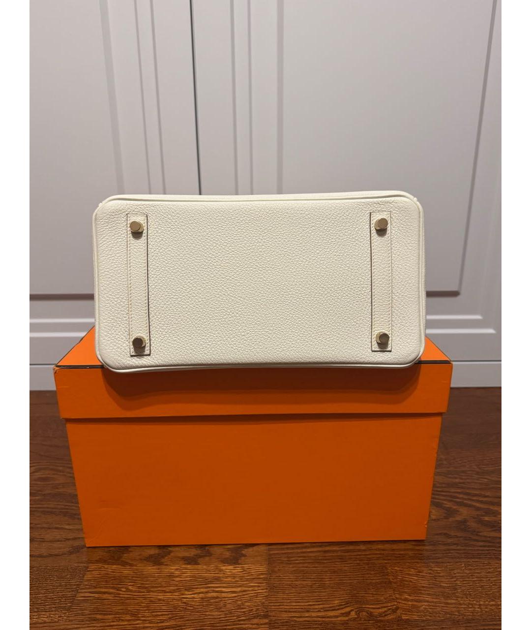 HERMES Белая кожаная сумка с короткими ручками, фото 3