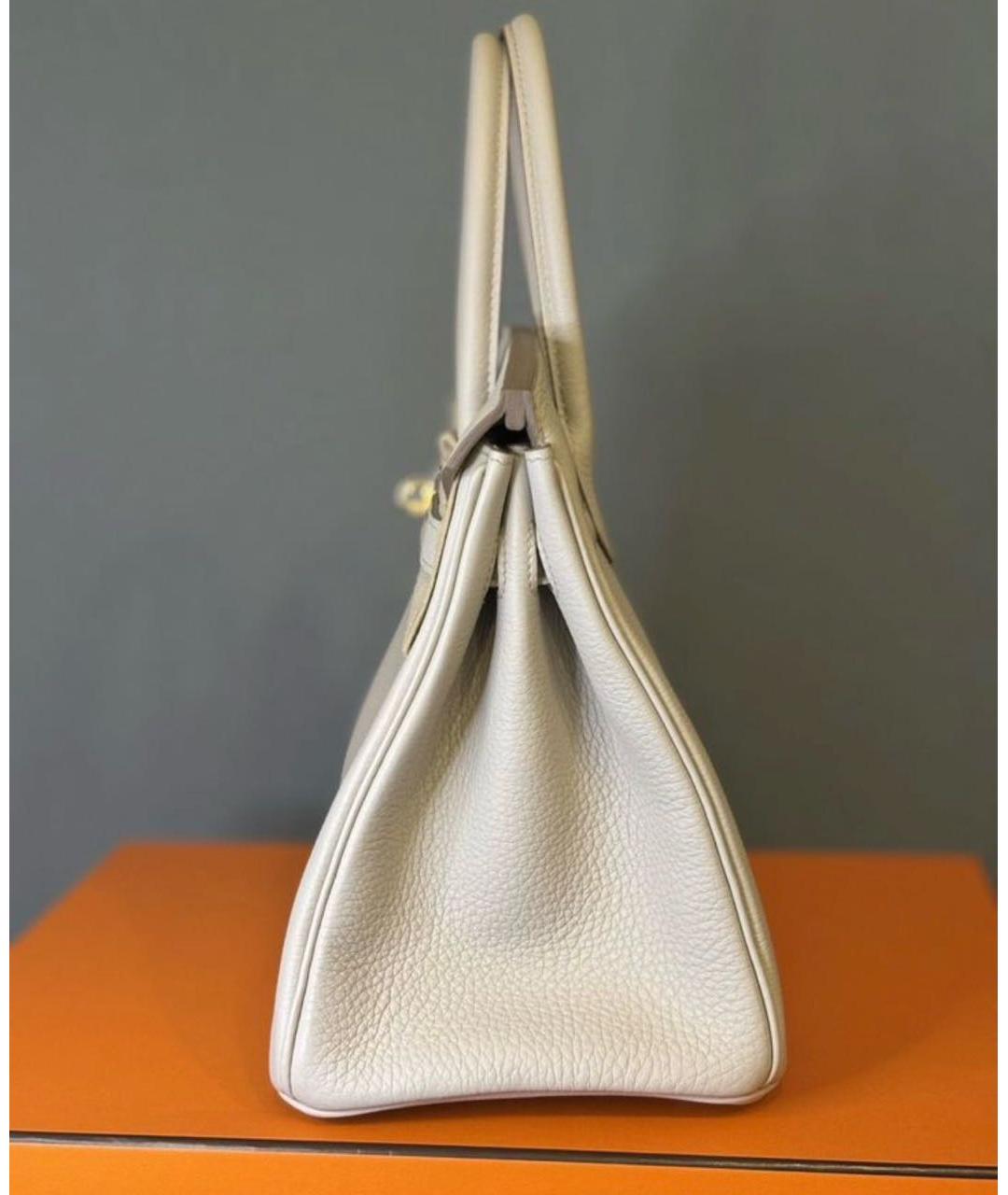 HERMES Белая кожаная сумка с короткими ручками, фото 4
