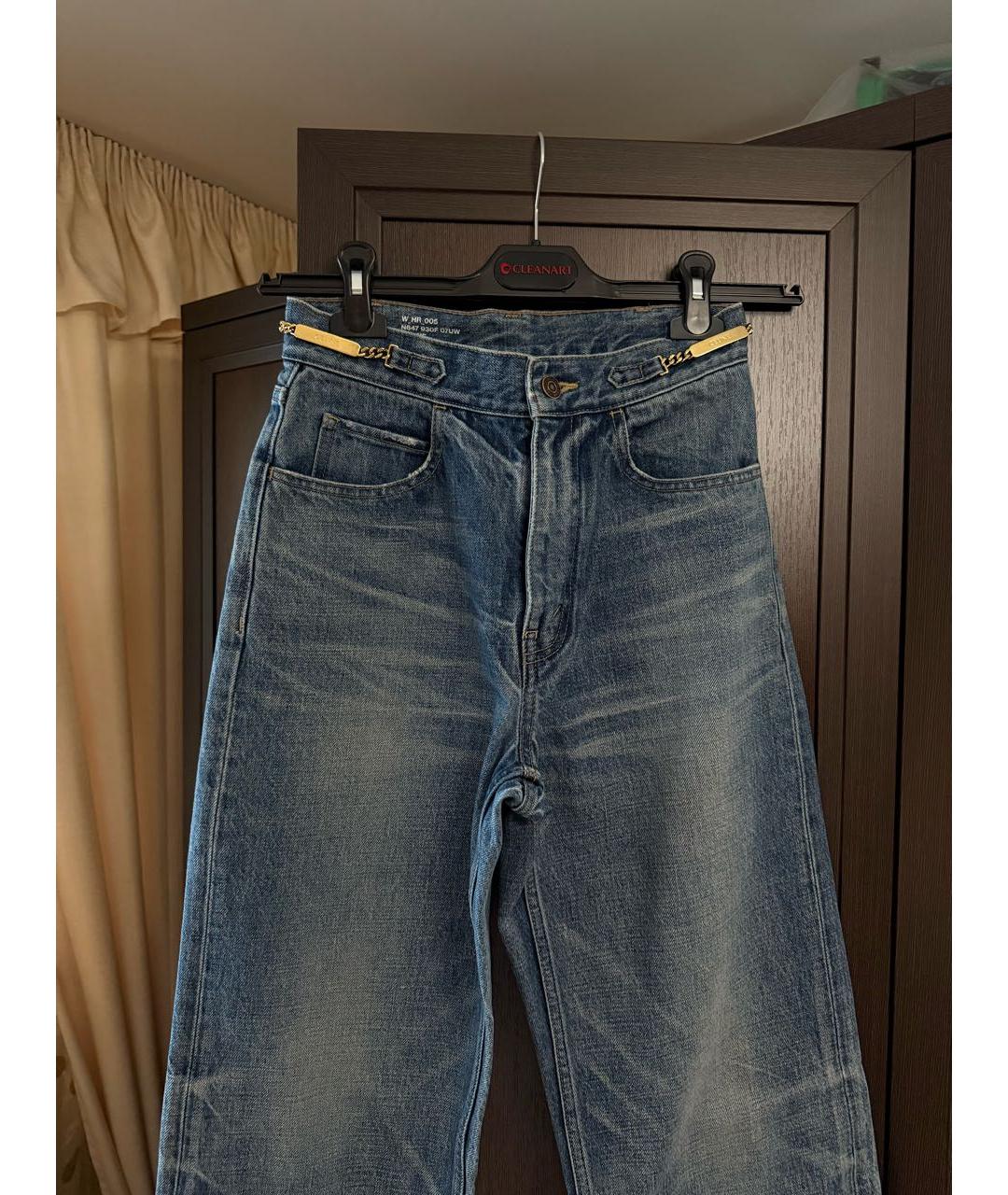 CELINE Голубые хлопковые прямые джинсы, фото 3