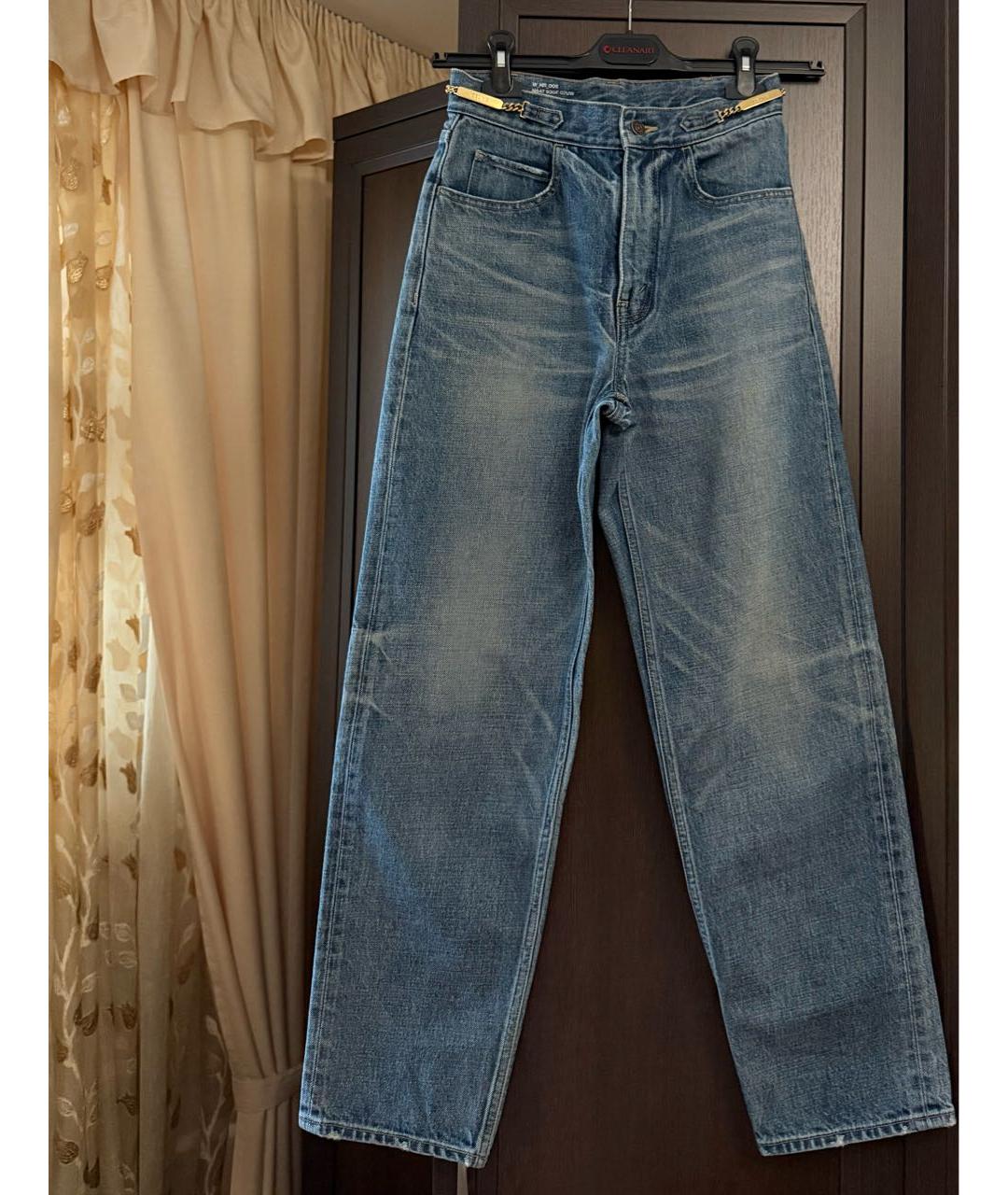 CELINE Голубые хлопковые прямые джинсы, фото 7