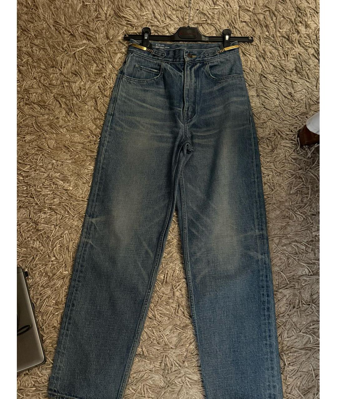 CELINE Голубые хлопковые прямые джинсы, фото 4