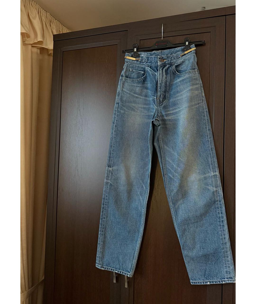 CELINE Голубые хлопковые прямые джинсы, фото 2
