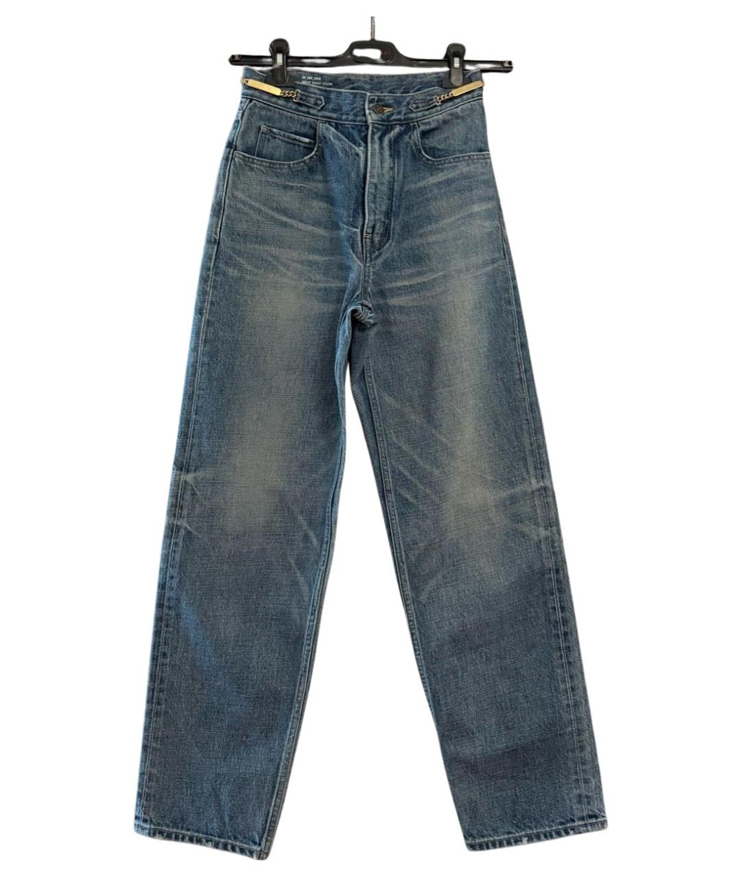 CELINE Голубые хлопковые прямые джинсы, фото 8