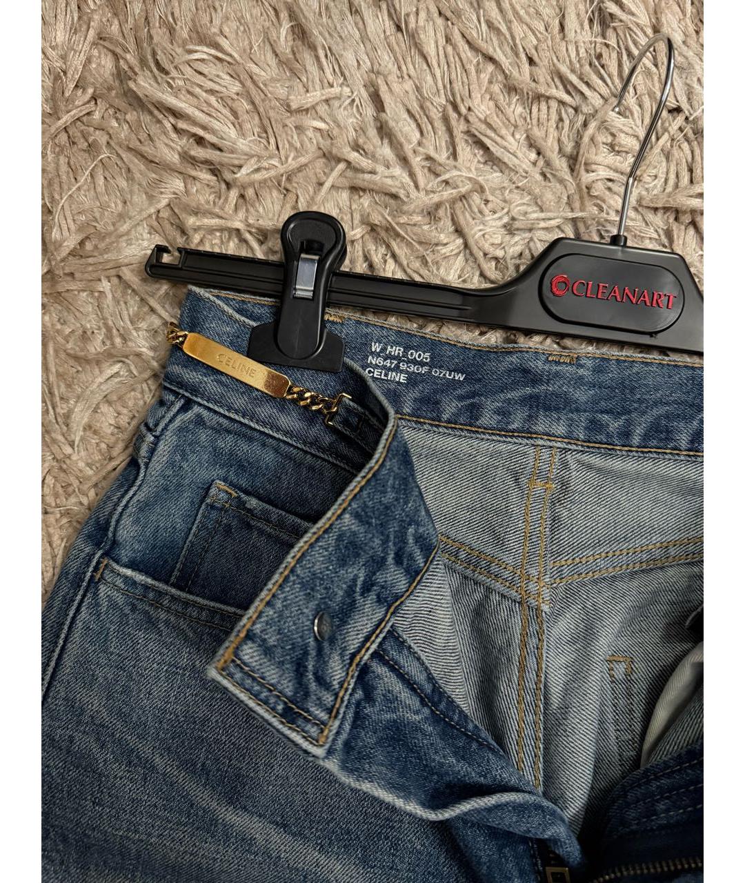 CELINE Голубые хлопковые прямые джинсы, фото 5