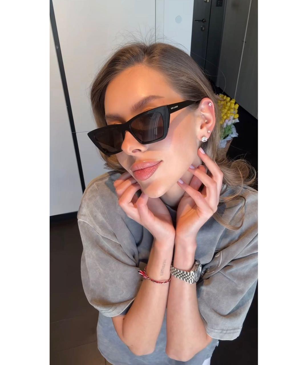 SAINT LAURENT Черные пластиковые солнцезащитные очки, фото 2