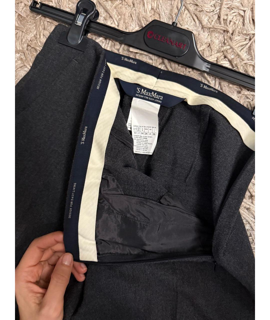 'S MAX MARA Серые хлопковые брюки широкие, фото 6