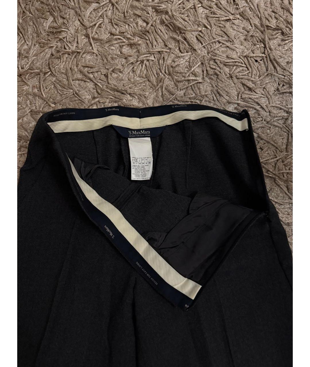 'S MAX MARA Серые хлопковые брюки широкие, фото 5