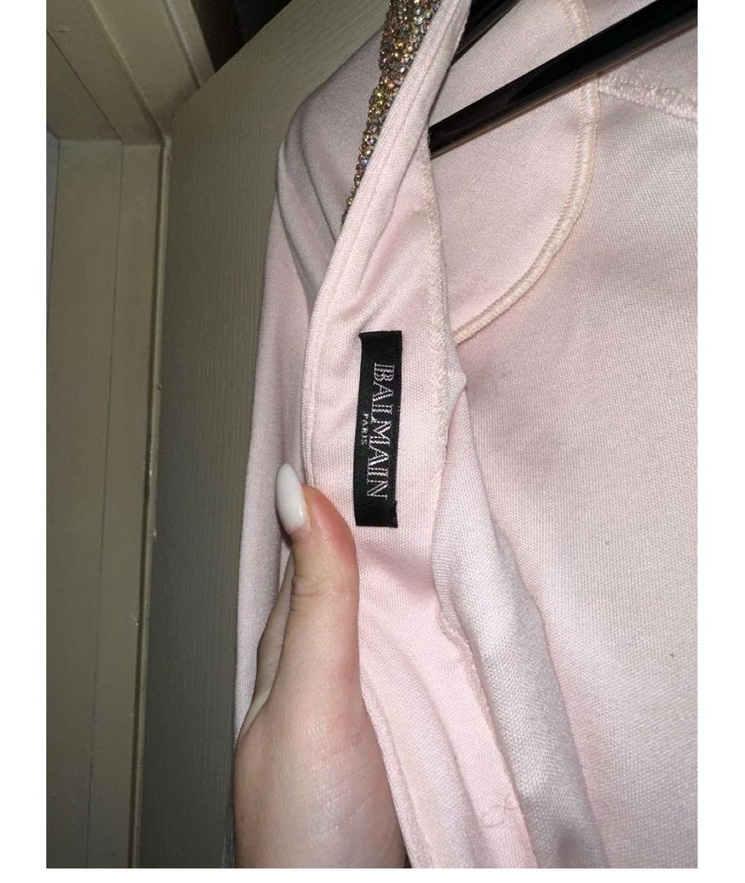 BALMAIN Розовое хлопковое коктейльное платье, фото 4