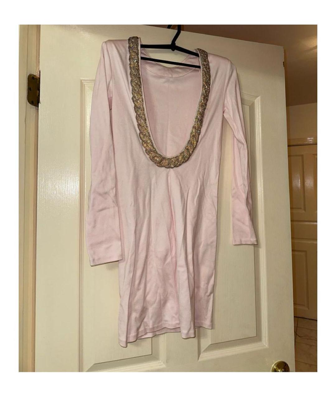 BALMAIN Розовое хлопковое коктейльное платье, фото 3