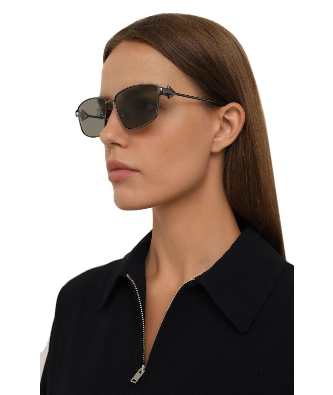 BOTTEGA VENETA Антрацитовые металлические солнцезащитные очки, фото 3