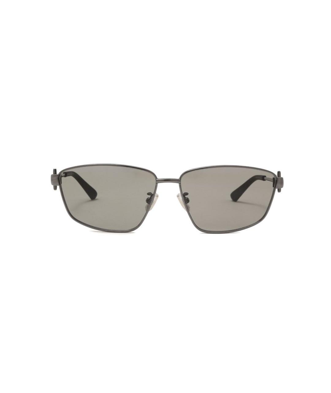 BOTTEGA VENETA Антрацитовые металлические солнцезащитные очки, фото 1