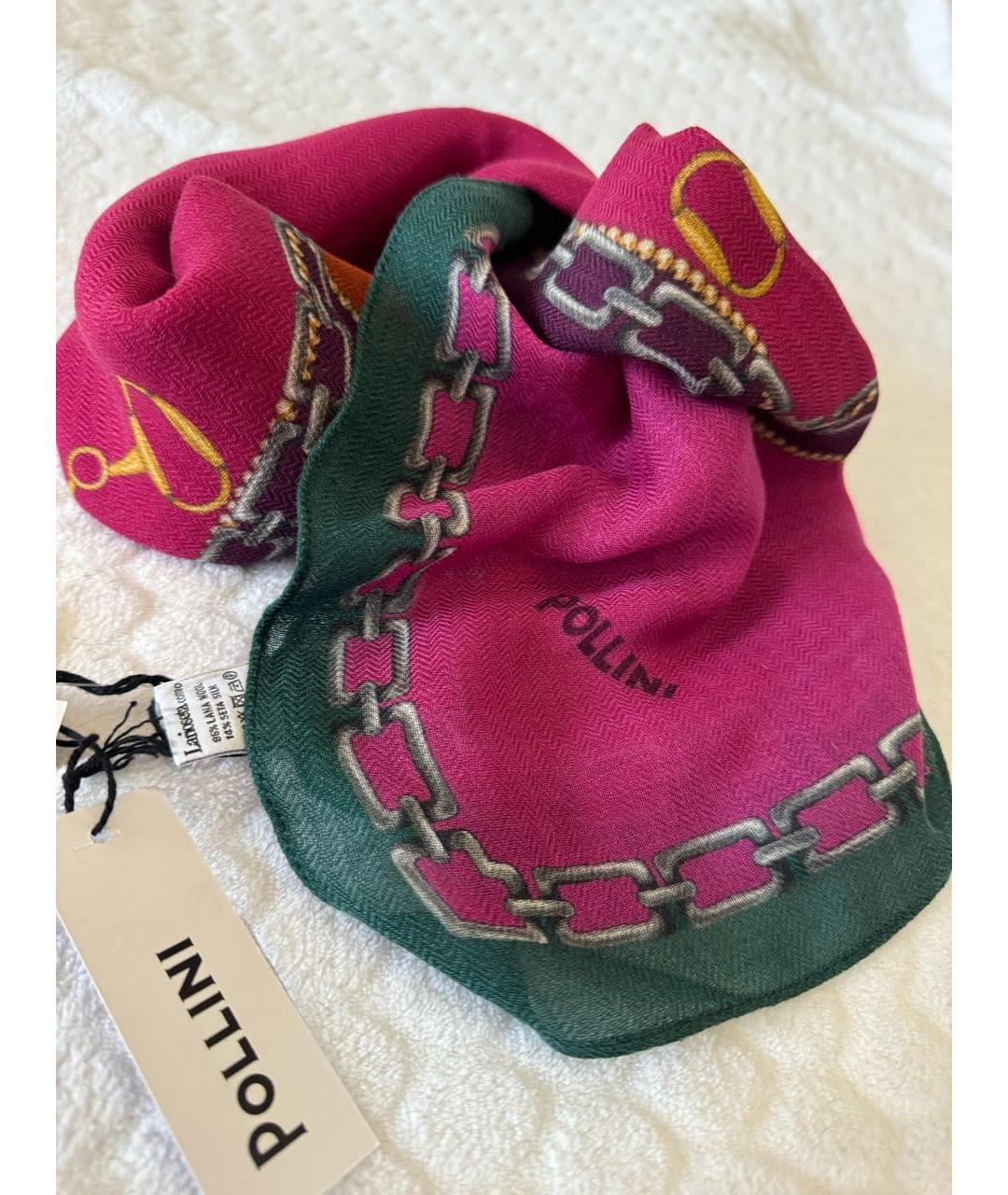 POLLINI Розовый шерстяной платок, фото 2