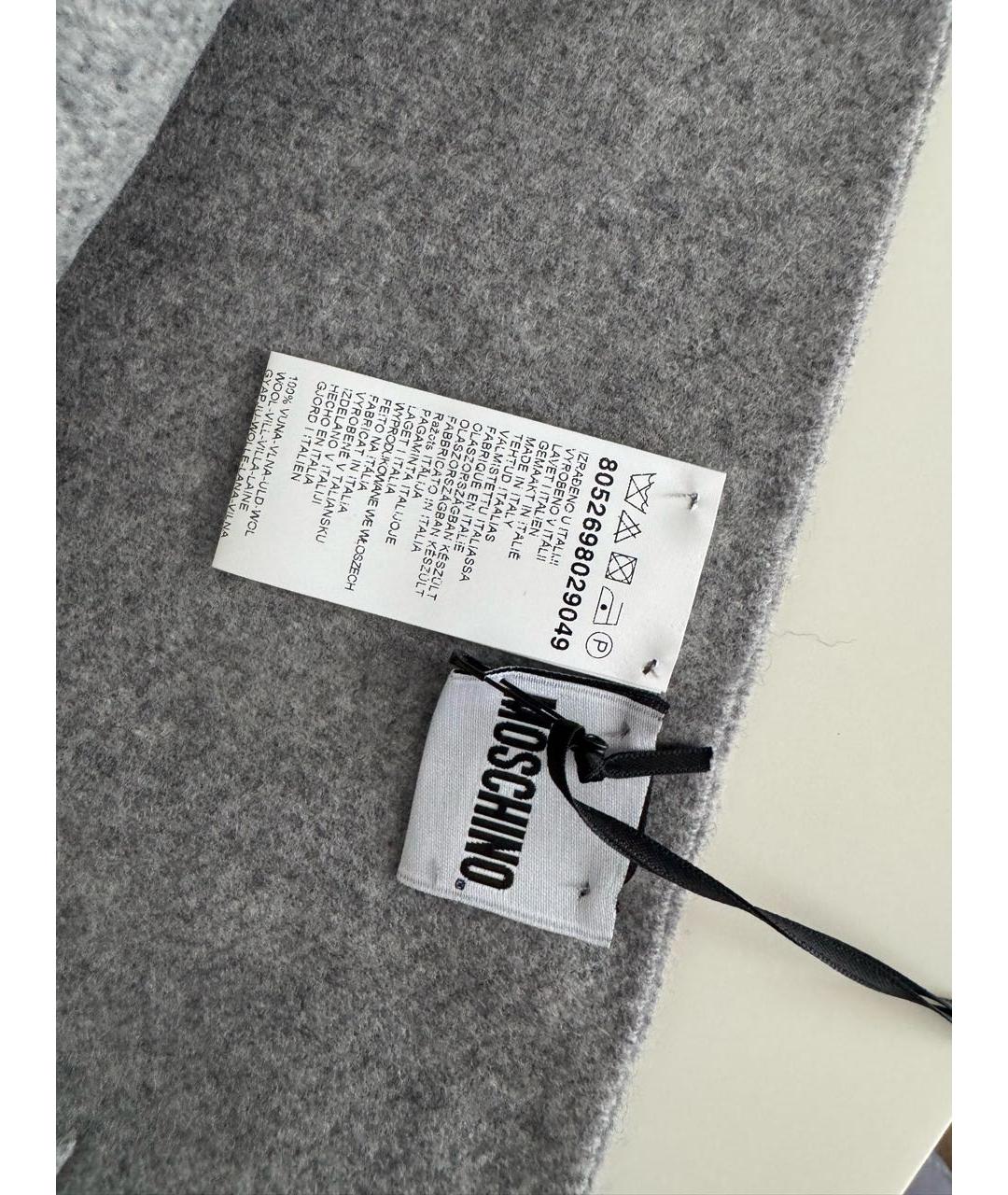 MOSCHINO Серый шерстяной шарф, фото 2