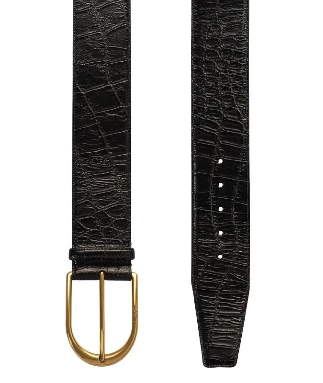 SAINT LAURENT Черный кожаный ремень, фото 2