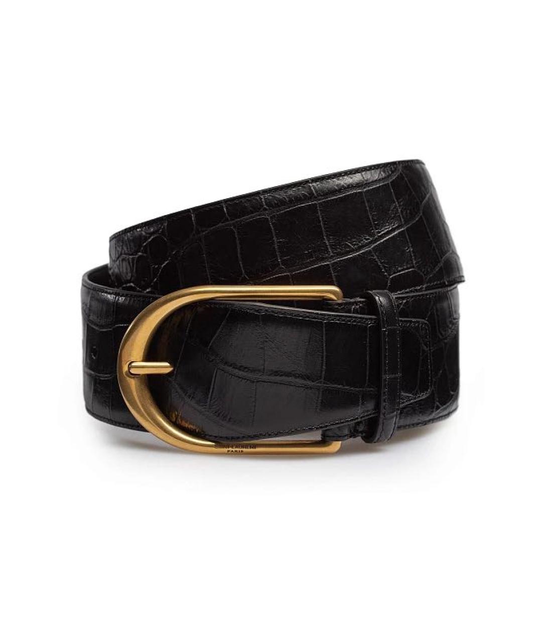 SAINT LAURENT Черный кожаный ремень, фото 1