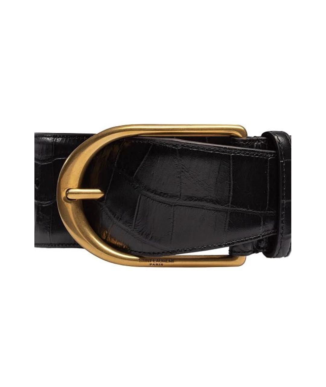 SAINT LAURENT Черный кожаный ремень, фото 3