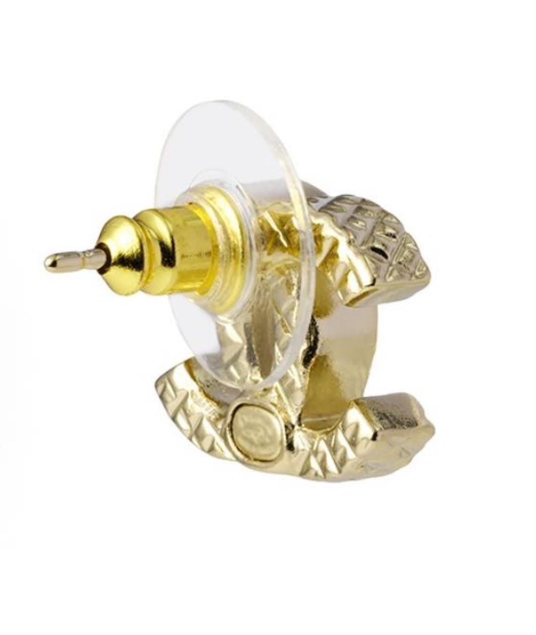 CHANEL Золотые металлические серьги, фото 4