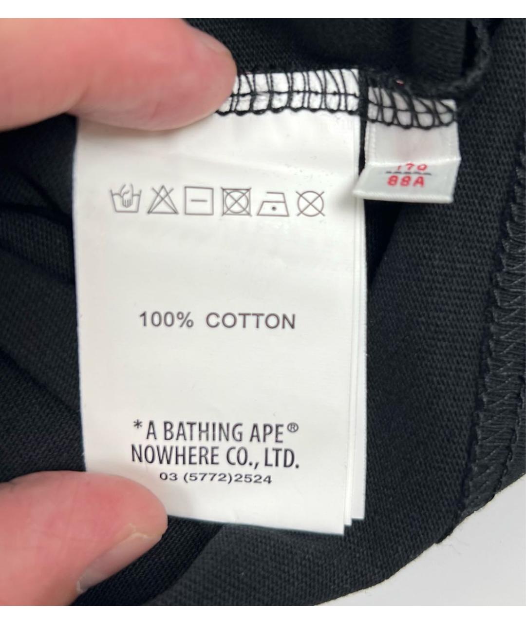 A BATHING APE Черная хлопковая футболка, фото 4