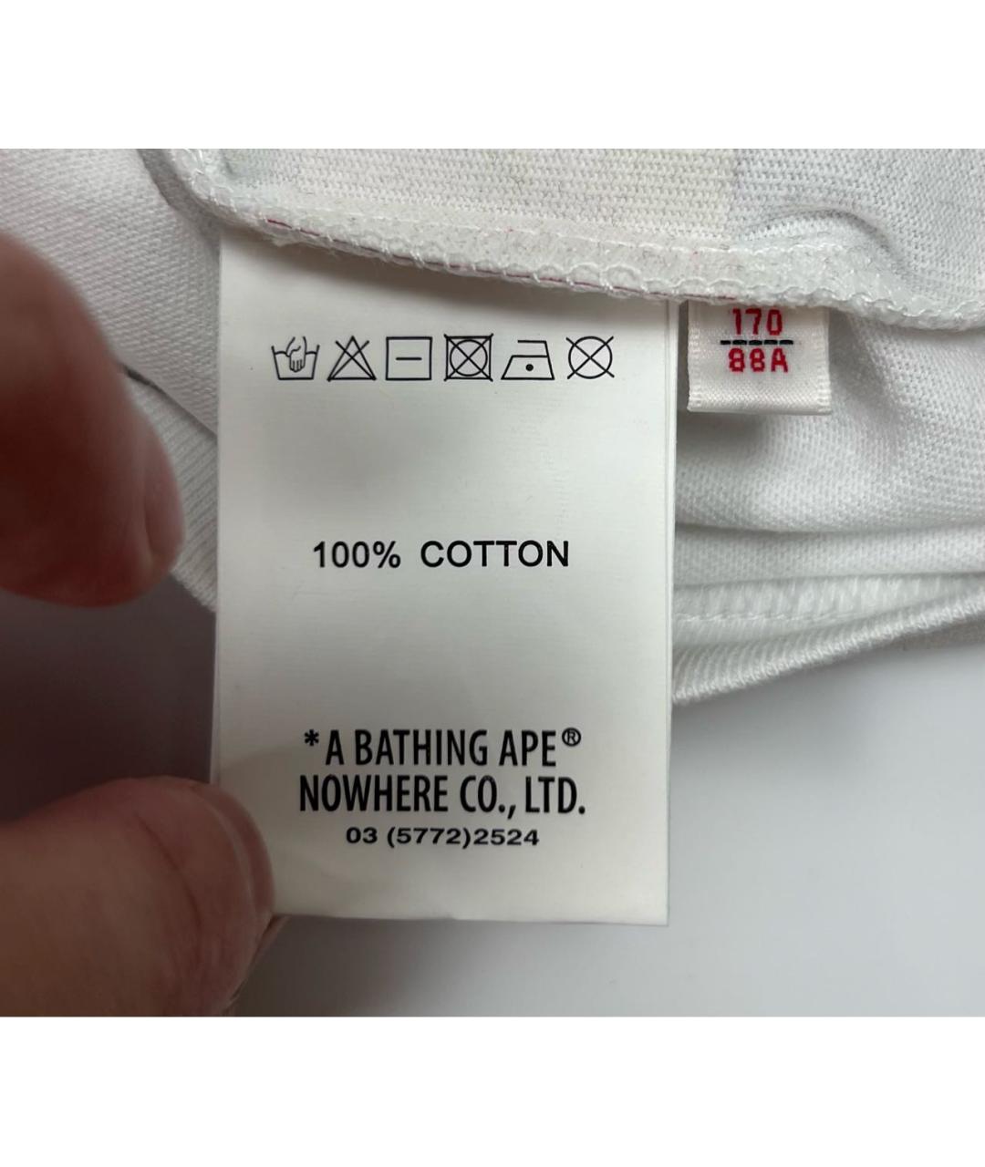 A BATHING APE Белая хлопковая футболка, фото 4