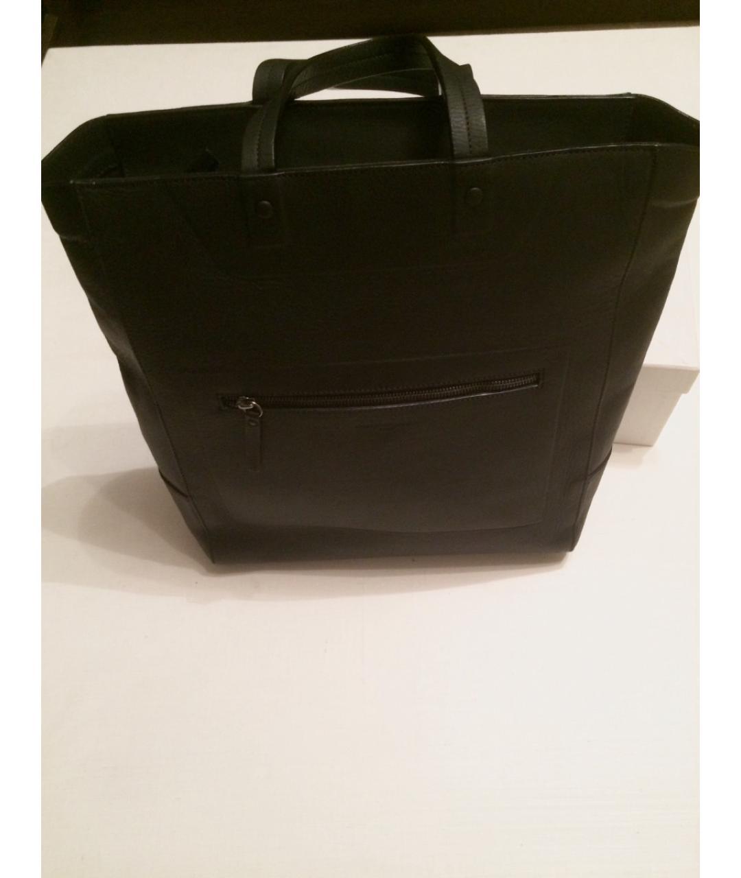 MAISON MARGIELA Черная кожаная сумка с короткими ручками, фото 5