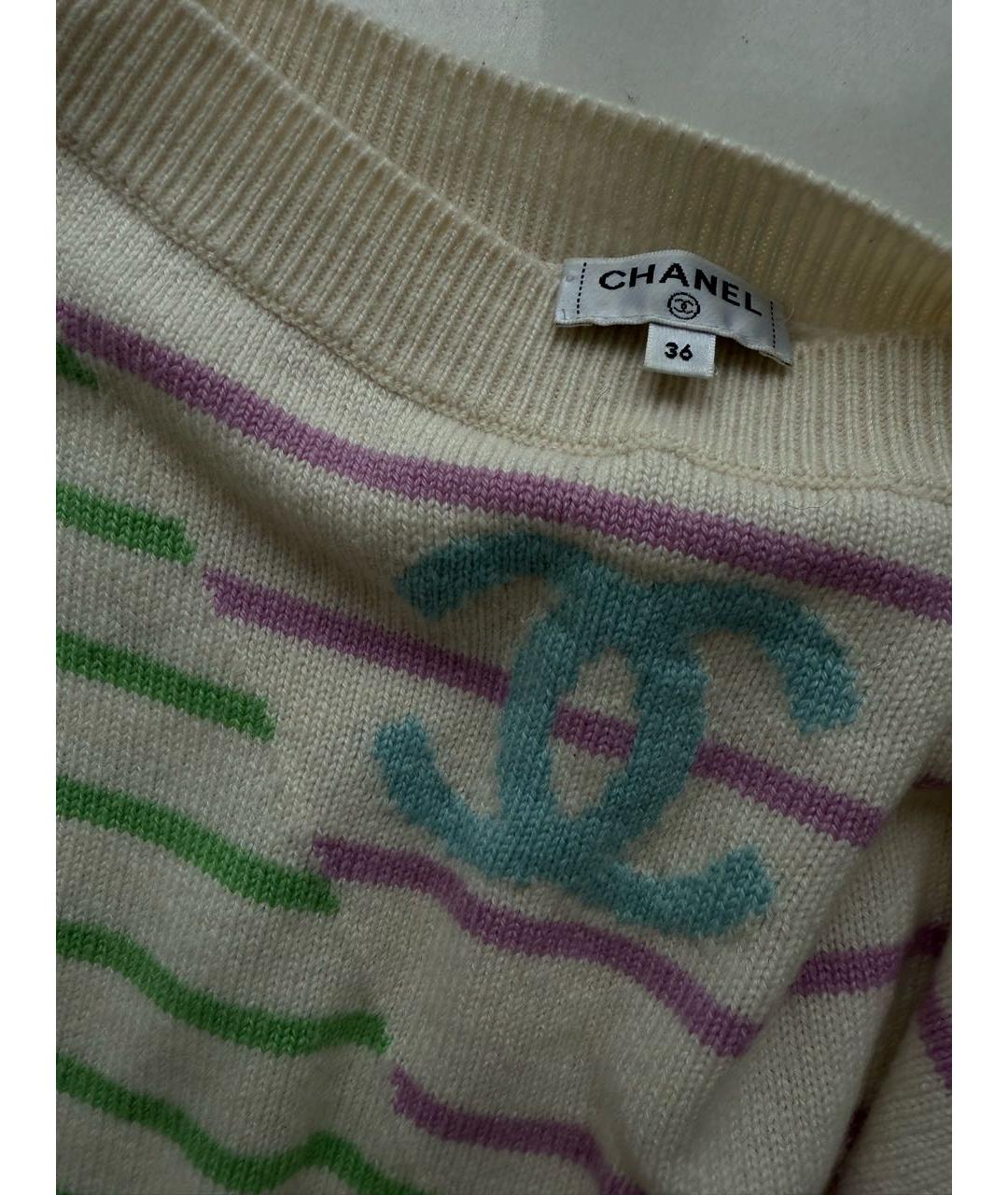 CHANEL Белый кашемировый джемпер / свитер, фото 5