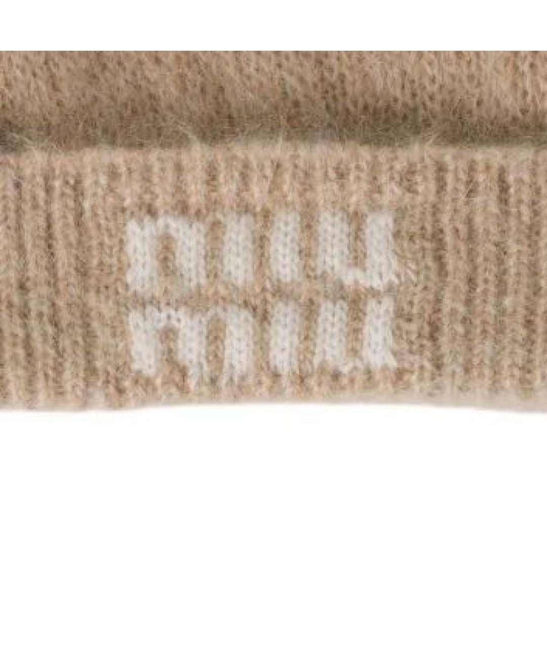 MIU MIU Бежевая кашемировая шапка, фото 2