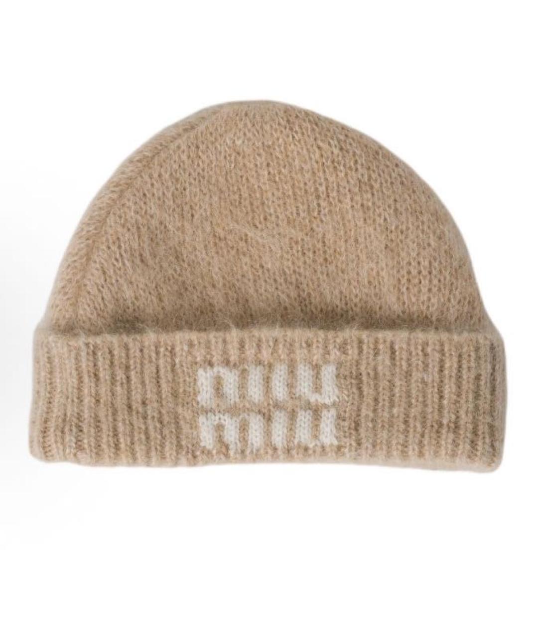 MIU MIU Бежевая кашемировая шапка, фото 3