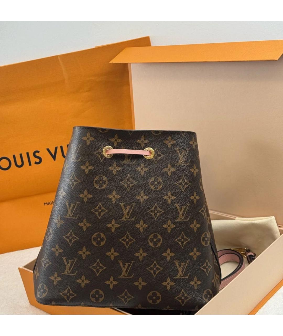 LOUIS VUITTON Коричневая кожаная сумка через плечо, фото 3