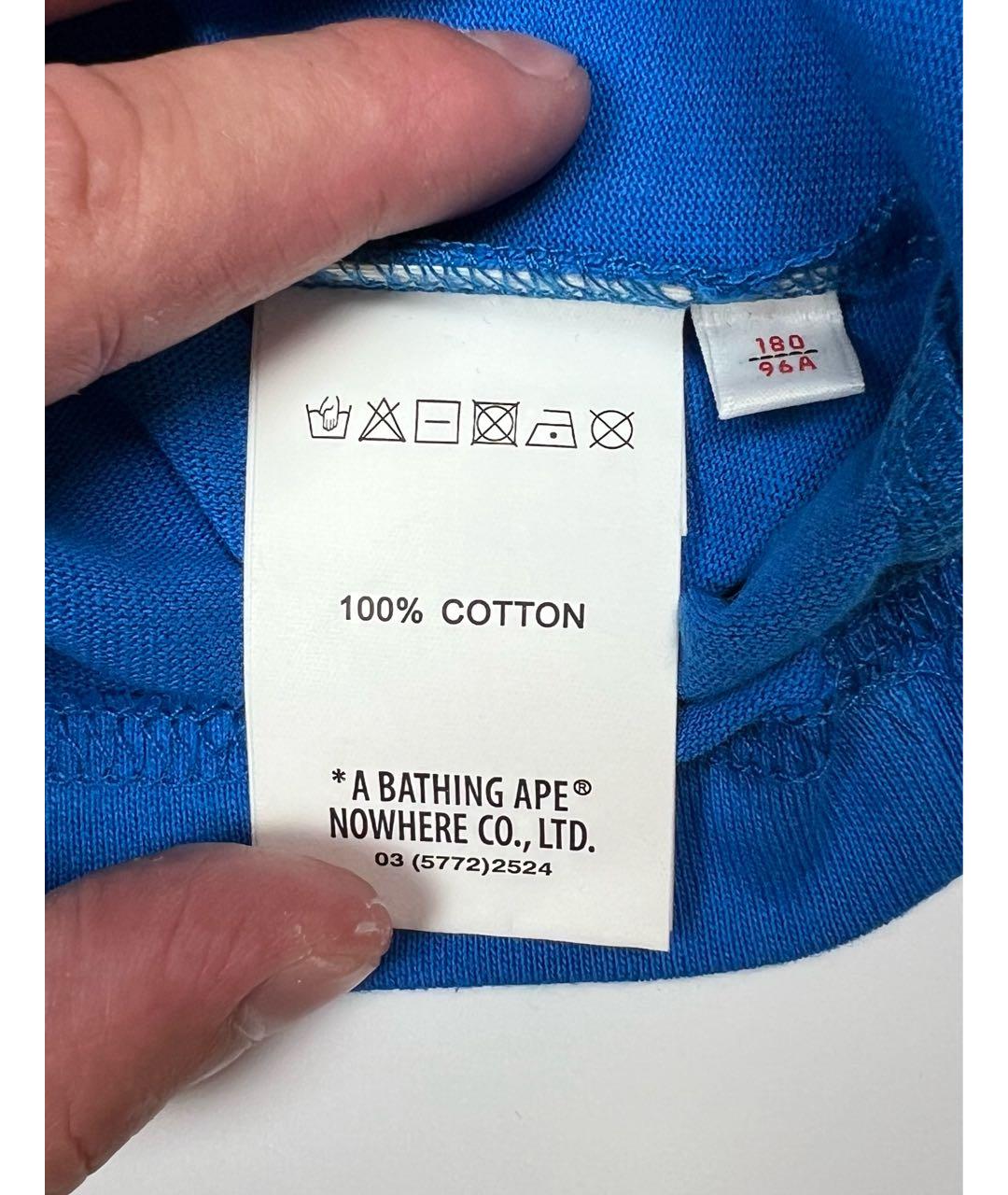 A BATHING APE Синяя хлопковая футболка, фото 4