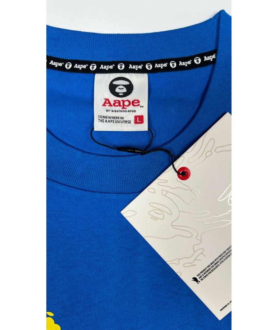 A BATHING APE Синяя хлопковая футболка, фото 3