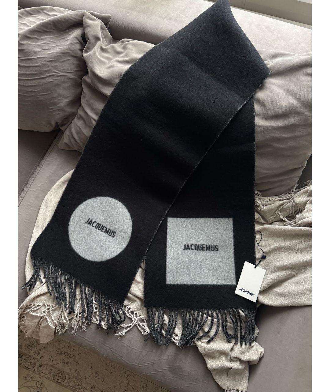 JACQUEMUS Черный шерстяной шарф, фото 2