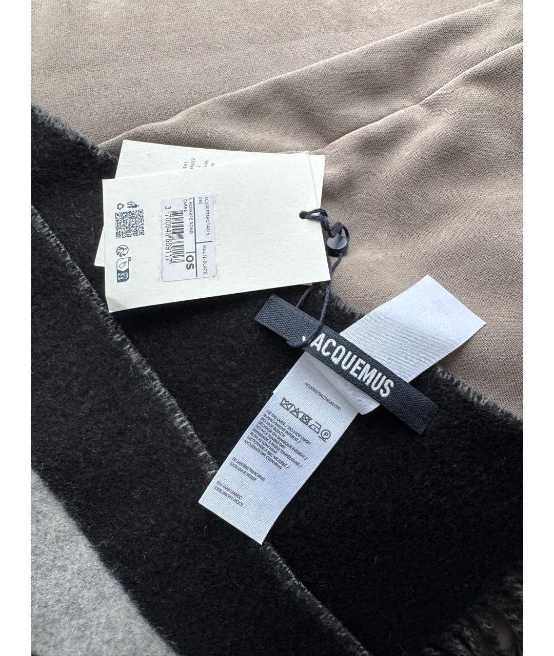 JACQUEMUS Черный шерстяной шарф, фото 3